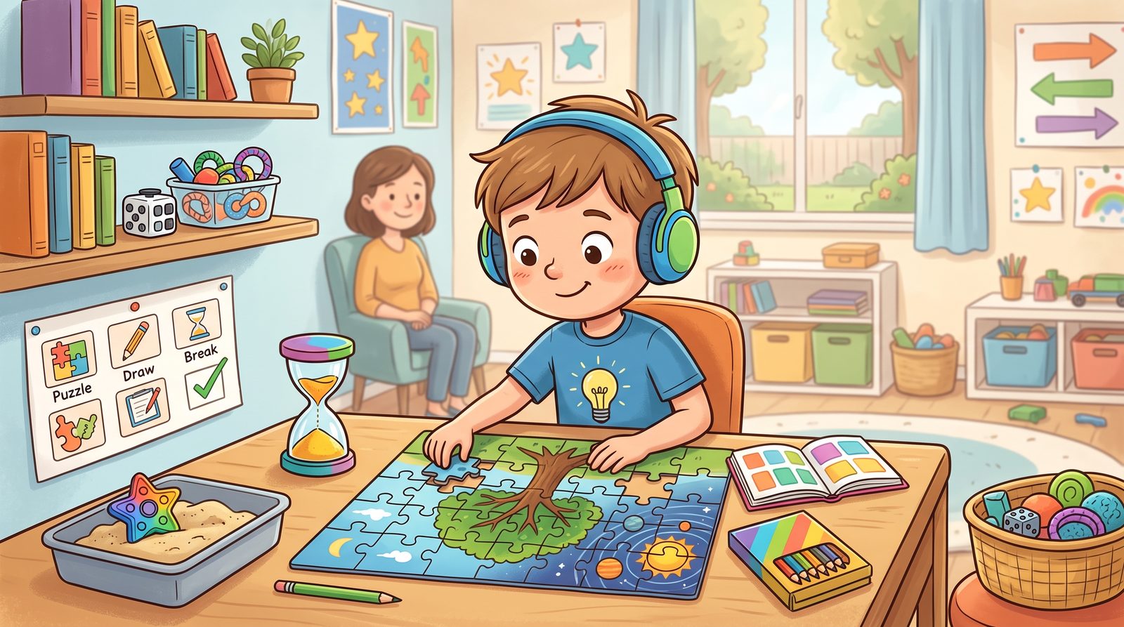 کودک در حال انجام بازی‌های شناختی ADHD روی تبلت