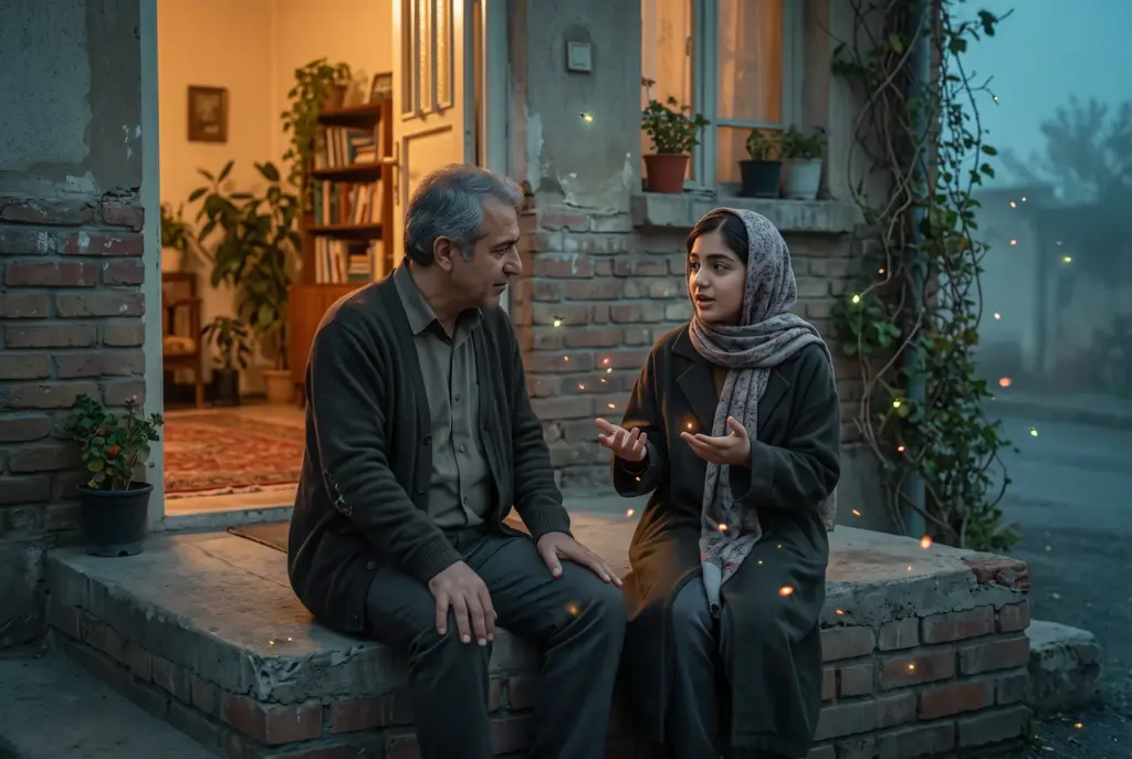 پدری که بیقضاوت به حرفهای دختر نوجوانش گوش میدهد؛ نمادی از گوشدادن در رابطهی والد و نوجوان